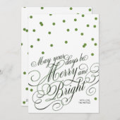 Dot Green Script Holiday Card Feestdagenkaart (Voorkant / Achterkant)