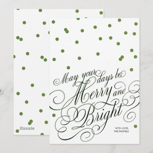Dot Green Script Holiday Card Feestdagenkaart (Voorkant / Achterkant)