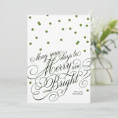 Dot Green Script Holiday Card Feestdagenkaart (Staand voorkant)