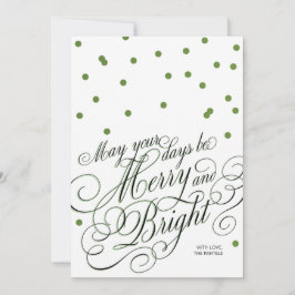 Dot Green Script Holiday Card Feestdagenkaart