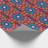 Dot Mandala Blauw Rood en Sinaasappel Cadeaupapier (Hoek)