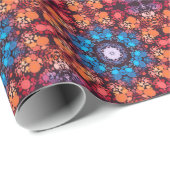 Dot Mandala Blauw Rood en Sinaasappel Cadeaupapier (Rol Hoek)