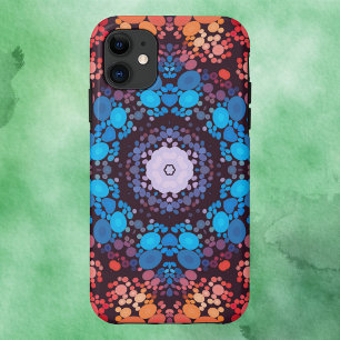 Dot Mandala Blauw Rood en Sinaasappel Case-Mate iPhone Case