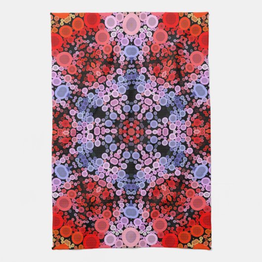 Dot Mandala Bloem Blauw Rood en Roze Theedoek (Verticaal)