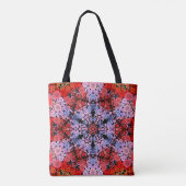 Dot Mandala Bloem Blauw Rood en Roze Tote Bag (Achterkant)