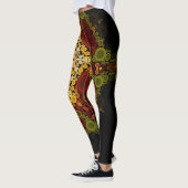 Dot Mandala Bloem Geel Rood en Zwart Leggings (Links)