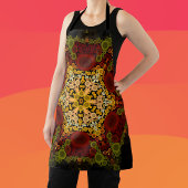 Dot Mandala Bloem Geel Rood en Zwart Schort