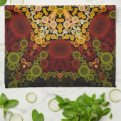 Dot Mandala Bloem Geel Rood en Zwart Theedoek (Gevouwen)