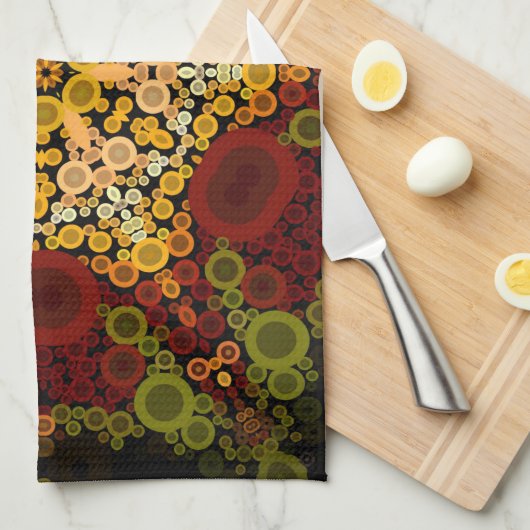 Dot Mandala Bloem Geel Rood en Zwart Theedoek (Quarter Fold)