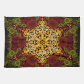 Dot Mandala Bloem Geel Rood en Zwart Theedoek (Horizontaal)