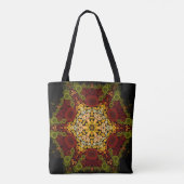 Dot Mandala Bloem Geel Rood en Zwart Tote Bag (Achterkant)