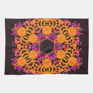 Dot Mandala Bloem Oranje en Roze Theedoek