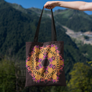 Dot Mandala Bloem Oranje en Roze Tote Bag