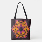 Dot Mandala Bloem Oranje en Roze Tote Bag (Achterkant)
