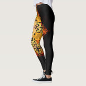 Dot Mandala Bloem Oranje Geel en Rood Leggings (Links)