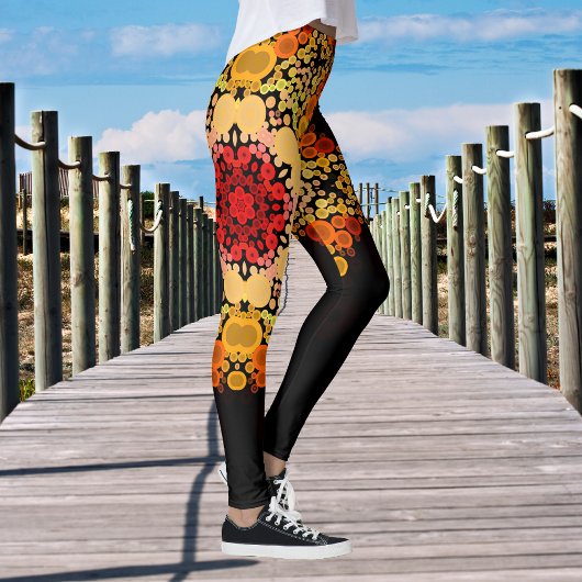 Dot Mandala Bloem Oranje Geel en Rood Leggings