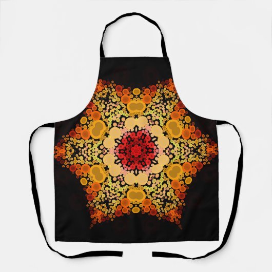 Dot Mandala Bloem Oranje Geel en Rood Schort (Voorkant)