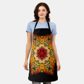 Dot Mandala Bloem Oranje Geel en Rood Schort (Gedragen)