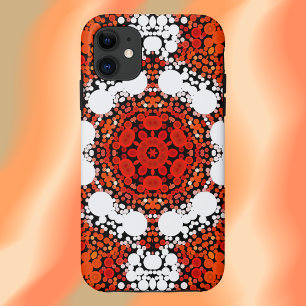 Dot Mandala Bloem Oranje wit en rood Case-Mate iPhone Case