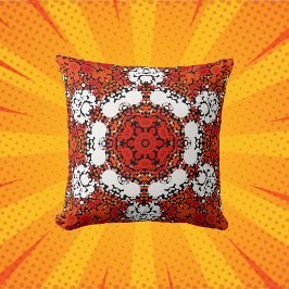 Dot Mandala Bloem Oranje wit en rood Kussen
