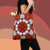 Dot Mandala Bloem Oranje wit en rood Tote Bag