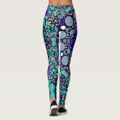 Dot Mandala Bloem Paars blauw en wit Leggings (Achterkant)
