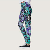 Dot Mandala Bloem Paars blauw en wit Leggings (Links)