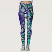 Dot Mandala Bloem Paars blauw en wit Leggings (Voorkant)