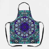 Dot Mandala Bloem Paars blauw en wit Schort (Voorkant)