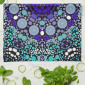 Dot Mandala Bloem Paars blauw en wit Theedoek (Gevouwen)