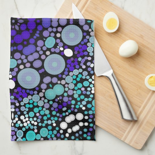 Dot Mandala Bloem Paars blauw en wit Theedoek (Quarter Fold)