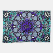 Dot Mandala Bloem Paars blauw en wit Theedoek (Horizontaal)