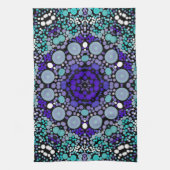 Dot Mandala Bloem Paars blauw en wit Theedoek (Verticaal)