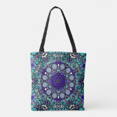 Dot Mandala Bloem Paars blauw en wit Tote Bag (Achterkant)