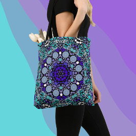 Dot Mandala Bloem Paars blauw en wit Tote Bag