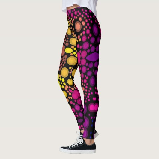 Dot Mandala Bloem Paars en Geel Leggings (Links)