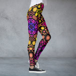 Dot Mandala Bloem Paars en Geel Leggings<br><div class="desc">Deze groovy stipbloem werd geïnspireerd door verfstip mandalas. Verdrievoudig geometrische patronen voor de moderne hippie!</div>