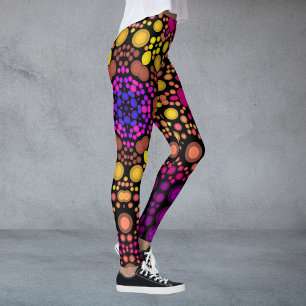 Dot Mandala Bloem Paars en Geel Leggings