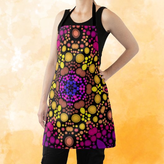 Dot Mandala Bloem Paars en Geel Schort