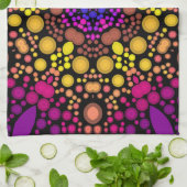 Dot Mandala Bloem Paars en Geel Theedoek (Gevouwen)