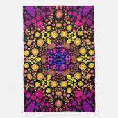 Dot Mandala Bloem Paars en Geel Theedoek (Verticaal)
