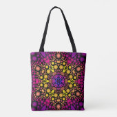 Dot Mandala Bloem Paars en Geel Tote Bag (Achterkant)