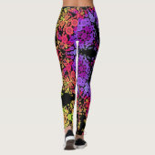 Dot Mandala Bloem Paars Sinaasappel en Geel Leggings (Achterkant)