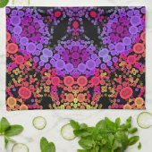 Dot Mandala Bloem Paars Sinaasappel en Geel Theedoek (Gevouwen)