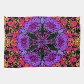 Dot Mandala Bloem Paars Sinaasappel en Geel Theedoek (Horizontaal)