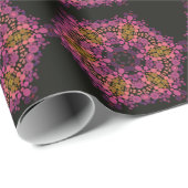Dot Mandala Bloem Roze Geel en Zwart Cadeaupapier (Rol Hoek)