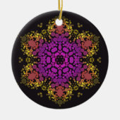 Dot Mandala Bloem Roze Geel en Zwart Keramisch Ornament (Voorkant)