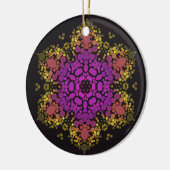 Dot Mandala Bloem Roze Geel en Zwart Keramisch Ornament (Links)