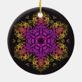 Dot Mandala Bloem Roze Geel en Zwart Keramisch Ornament (Achterkant)