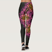 Dot Mandala Bloem Roze Geel en Zwart Leggings (Achterkant)